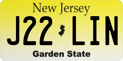 NJ license plate J22LIN