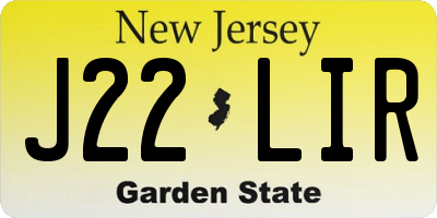 NJ license plate J22LIR