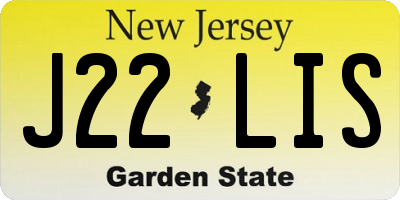 NJ license plate J22LIS