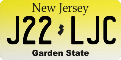 NJ license plate J22LJC