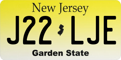 NJ license plate J22LJE