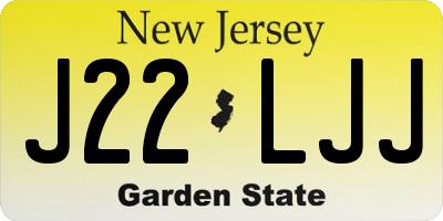NJ license plate J22LJJ