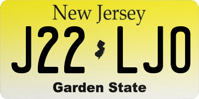 NJ license plate J22LJO