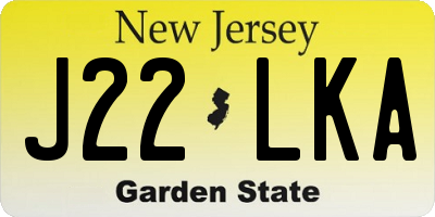 NJ license plate J22LKA