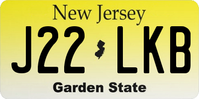 NJ license plate J22LKB
