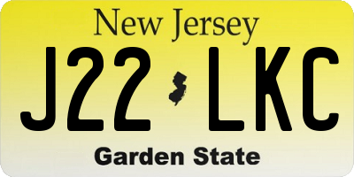 NJ license plate J22LKC