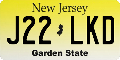 NJ license plate J22LKD