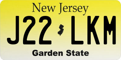 NJ license plate J22LKM