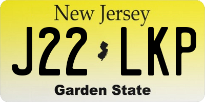 NJ license plate J22LKP