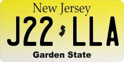 NJ license plate J22LLA