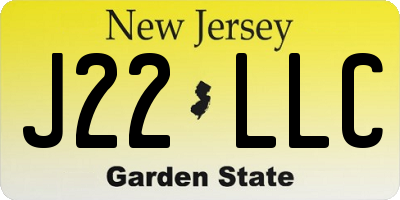NJ license plate J22LLC