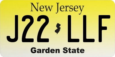 NJ license plate J22LLF