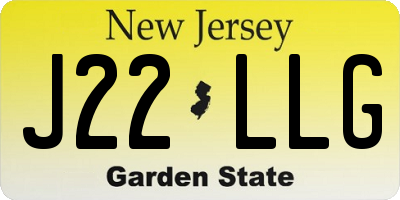 NJ license plate J22LLG