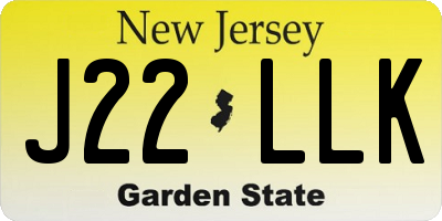 NJ license plate J22LLK