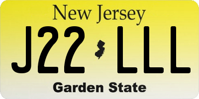 NJ license plate J22LLL