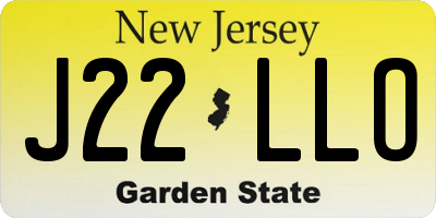 NJ license plate J22LLO