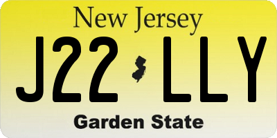 NJ license plate J22LLY