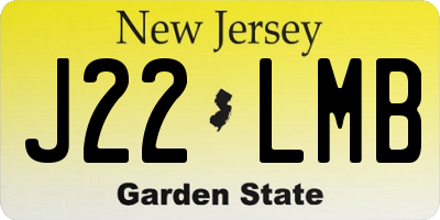 NJ license plate J22LMB