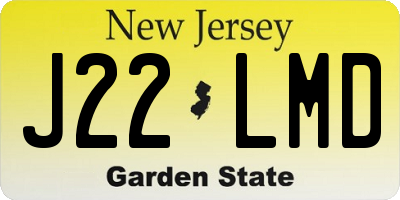 NJ license plate J22LMD