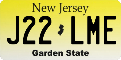 NJ license plate J22LME