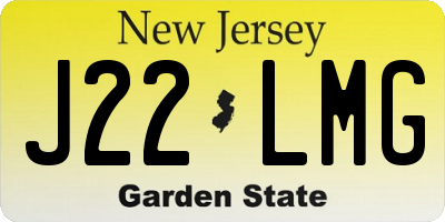 NJ license plate J22LMG