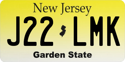 NJ license plate J22LMK