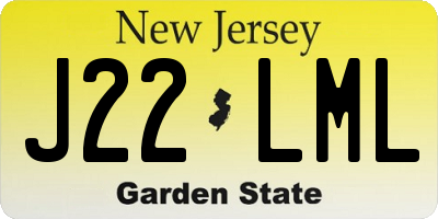 NJ license plate J22LML
