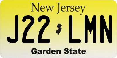 NJ license plate J22LMN