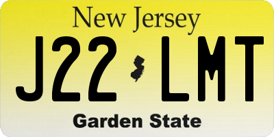 NJ license plate J22LMT