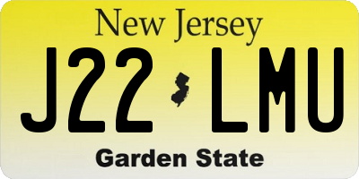 NJ license plate J22LMU