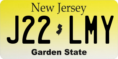 NJ license plate J22LMY