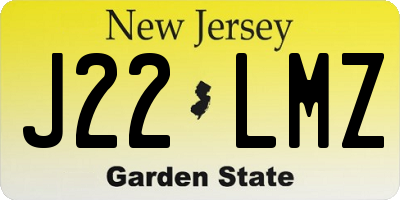 NJ license plate J22LMZ