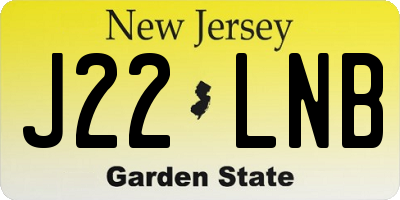 NJ license plate J22LNB