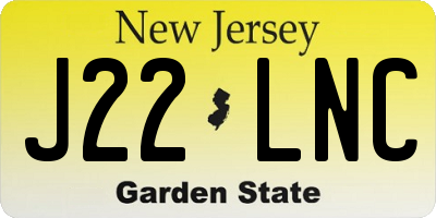 NJ license plate J22LNC