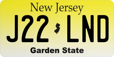 NJ license plate J22LND