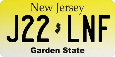 NJ license plate J22LNF