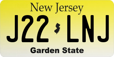 NJ license plate J22LNJ