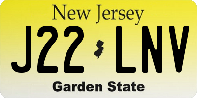 NJ license plate J22LNV