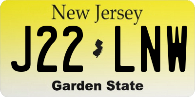 NJ license plate J22LNW