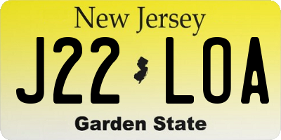 NJ license plate J22LOA