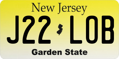 NJ license plate J22LOB