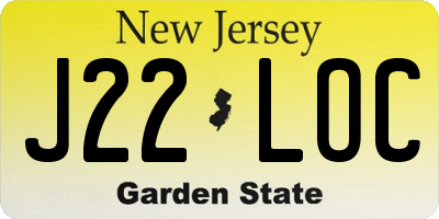 NJ license plate J22LOC