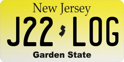 NJ license plate J22LOG