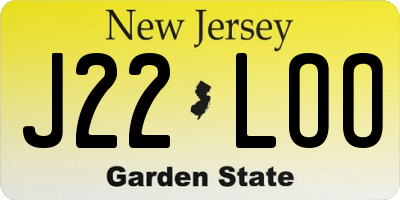 NJ license plate J22LOO