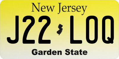 NJ license plate J22LOQ
