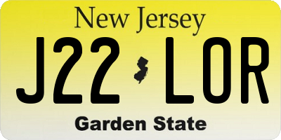 NJ license plate J22LOR