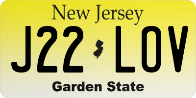 NJ license plate J22LOV