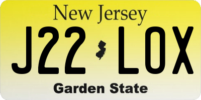 NJ license plate J22LOX