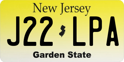 NJ license plate J22LPA