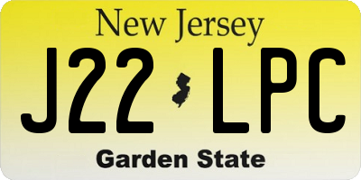 NJ license plate J22LPC